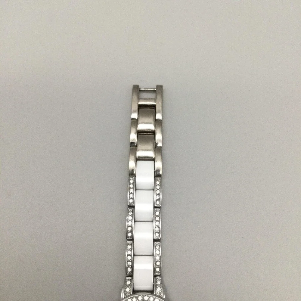 Armitron Now Womens Watch 24mm Crystal Bezel White Ceramic Band New Battery 6.5